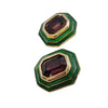 Vintage Enameled Regal Glass 80s Clip Earrings (A3590)