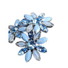 Vintage Multi Blue Rhinestone Dimensional Flower Brooch (A3812)