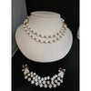 Vintage Signed Barclay Milk Glass Beaded & Molded Glass Necklace & Bracelet Set