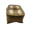 Vintage Czech Faceted Glass And Filigree Footed Casket (A6371)