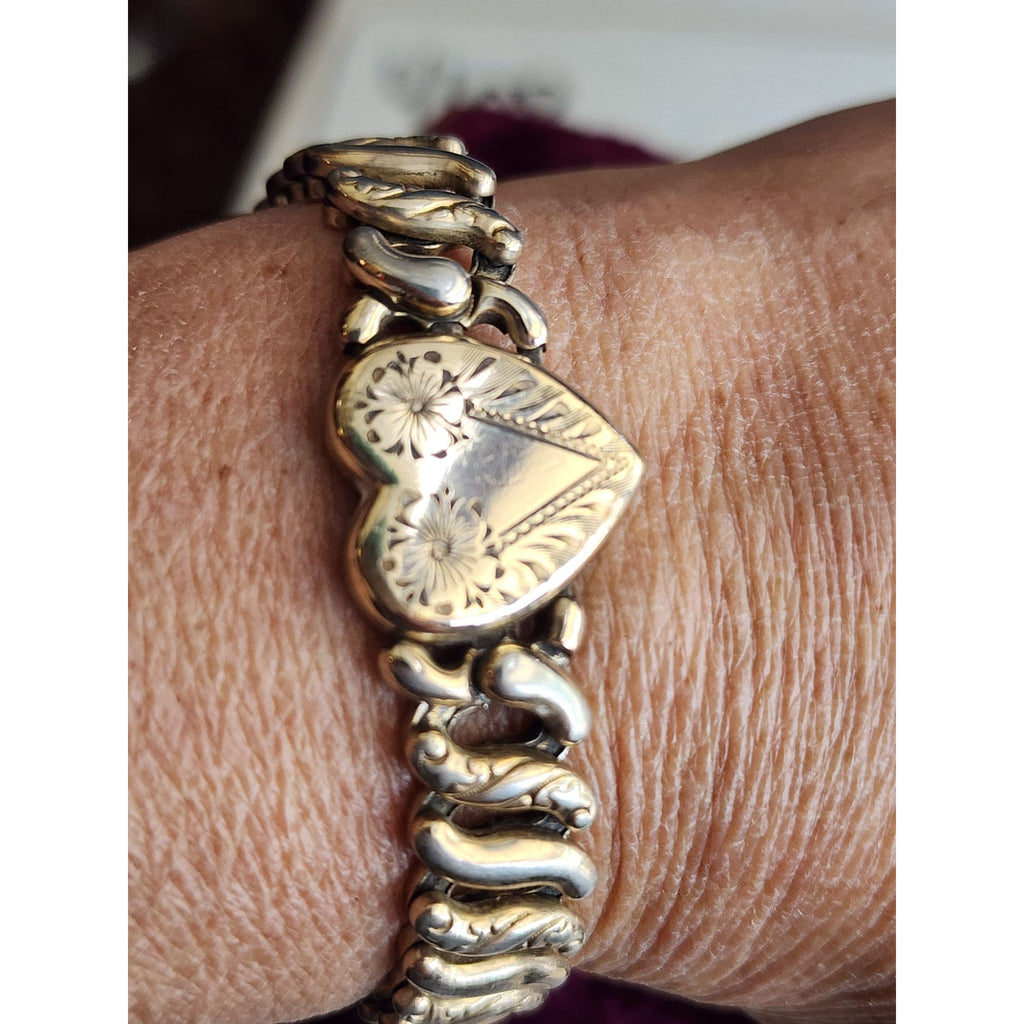 Antique American Queen Pitman Keeler Sterling Base Sweetheart Expansion Bracelet