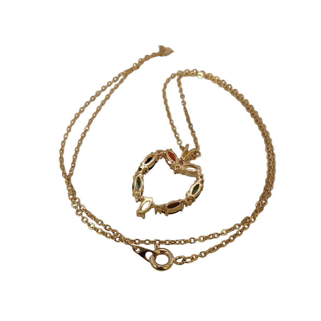 Vintage Semi-Precious Heart Pendant Necklace (A6321)