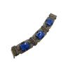 Vintage Czech Style Filigree Brass & Lapis Glass Bracelet (A3858)