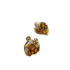 Vintage Rhinestone Leaf Screw Back Clip Earrings (A3687)