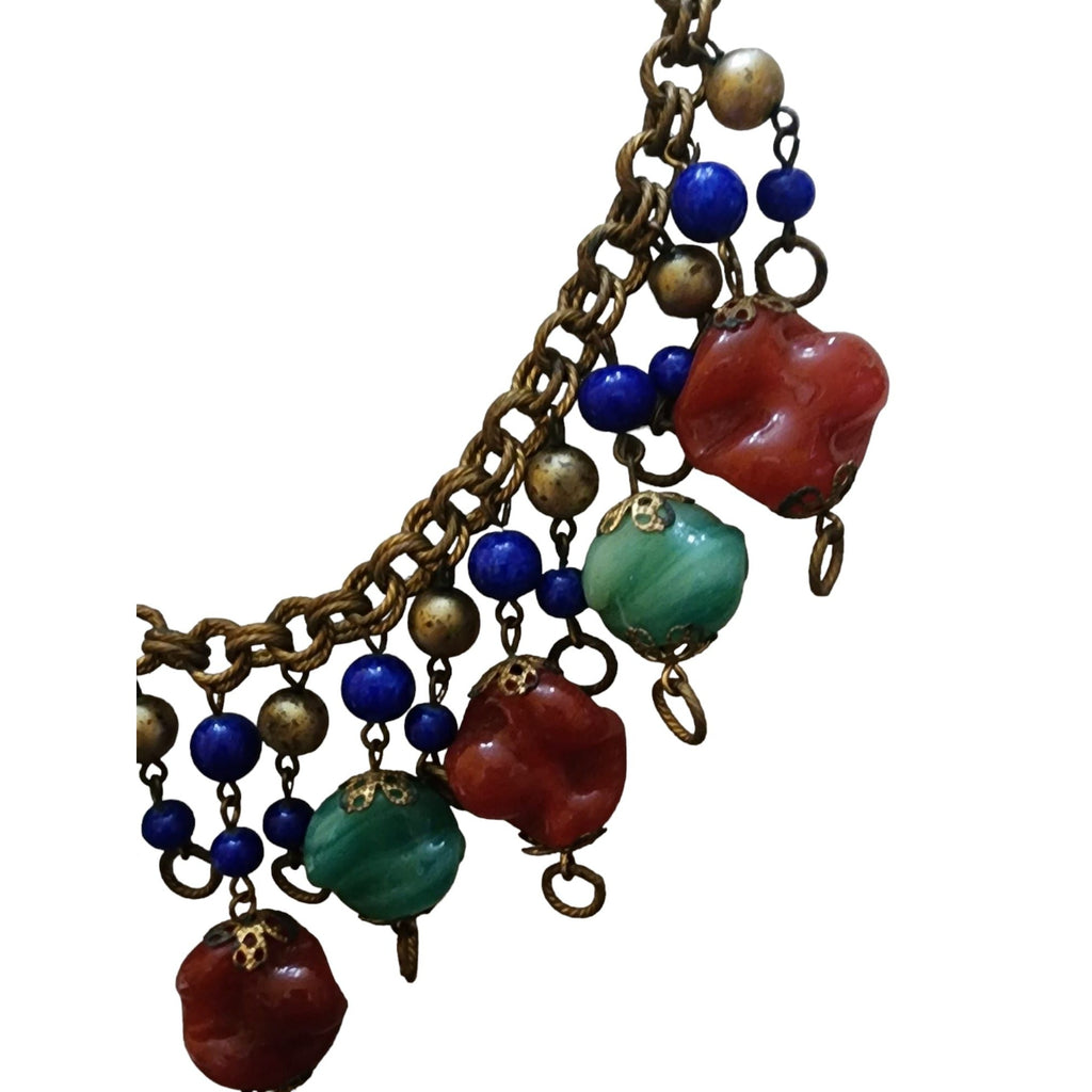 Amazing Vintage Molded Glass Bib Necklace (A4867)