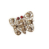 Vintage Early Rhinestone Riveted Filigree Butterfly Brooch (A3938)