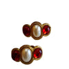 Vintage Moghul Style Faux Pearl & Acrylic Earrings (A1960)