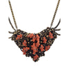 Vintage Heart Shaped Wired Faux C.O.R.A.L Pendant Necklace (A3499)