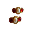 Vintage Moghul Style Faux Pearl & Acrylic Earrings (A1960)