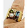 Vintage Sterling Topaz and Pearl MCM Ring Size 8