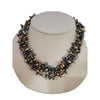 Vintage Real Dyed Rice Pearl, Crystal, Sterling Necklace & Bracelet Set (A3591)