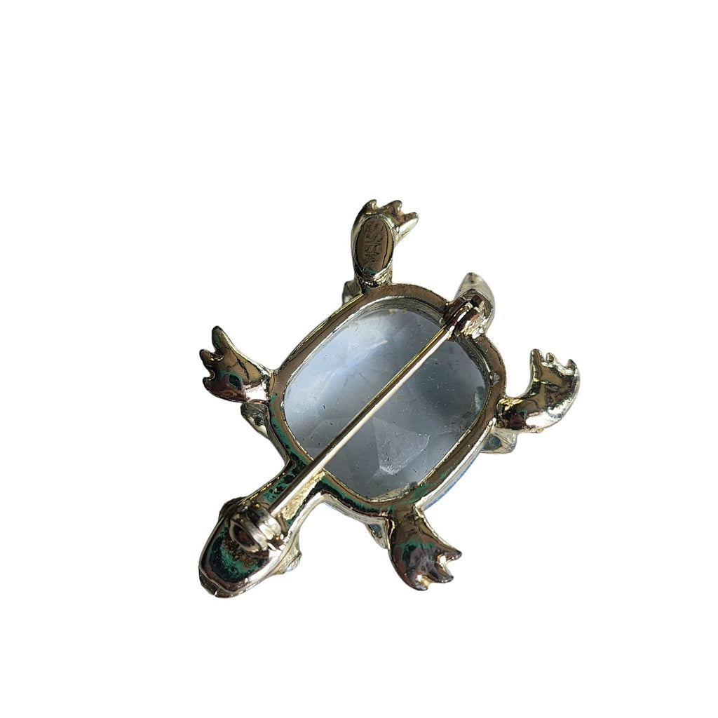 Vintage Signed Weiss Jelly Belly Style Glass Turtle Brooch (A4119)