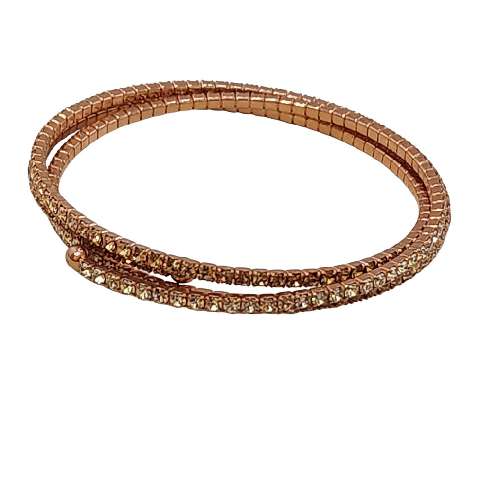 Vintage Copper Rose Gold Rhinestone Slinky Bracelet (A5012)