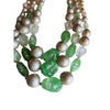 Vintage Japan All Glass Pearl & Art Glass Triple Strand Necklace (A4242)