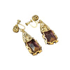 Antique Czech Glass & Filigree Brass Screw Back Earrings (A4050)