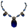 Vintage Czech Signed Spectacular Faceted Glass Pendant Necklace (A2303)