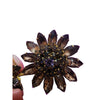 Vintage Purple Glass Riveted Rhinestone Flower Brooch (A4051)