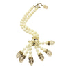 Vintage Milk Glass Wired Crystal Tassel Necklace (A557)