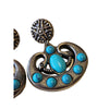 Vintage 80s Faux Metal & Faux Turquoise Snake Dangle Clip Earrings (A2222)