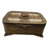 Vintage Czech Faceted Glass And Filigree Footed Casket (A6371)