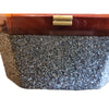 Spectacular 1950s Cellulose Acetate Gunmetal Seed Bead Octagon Purse Bag A2031