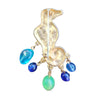 Vintage 80s Jeweled Sea Creature Dangling Beaded Brooch (A4243)