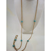 Vintage Heart Glass & Chain Long Necklace (A3431)