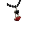 Vintage Sterling Silver Crystal Onyx & Cinnabar Necklace (A5055)