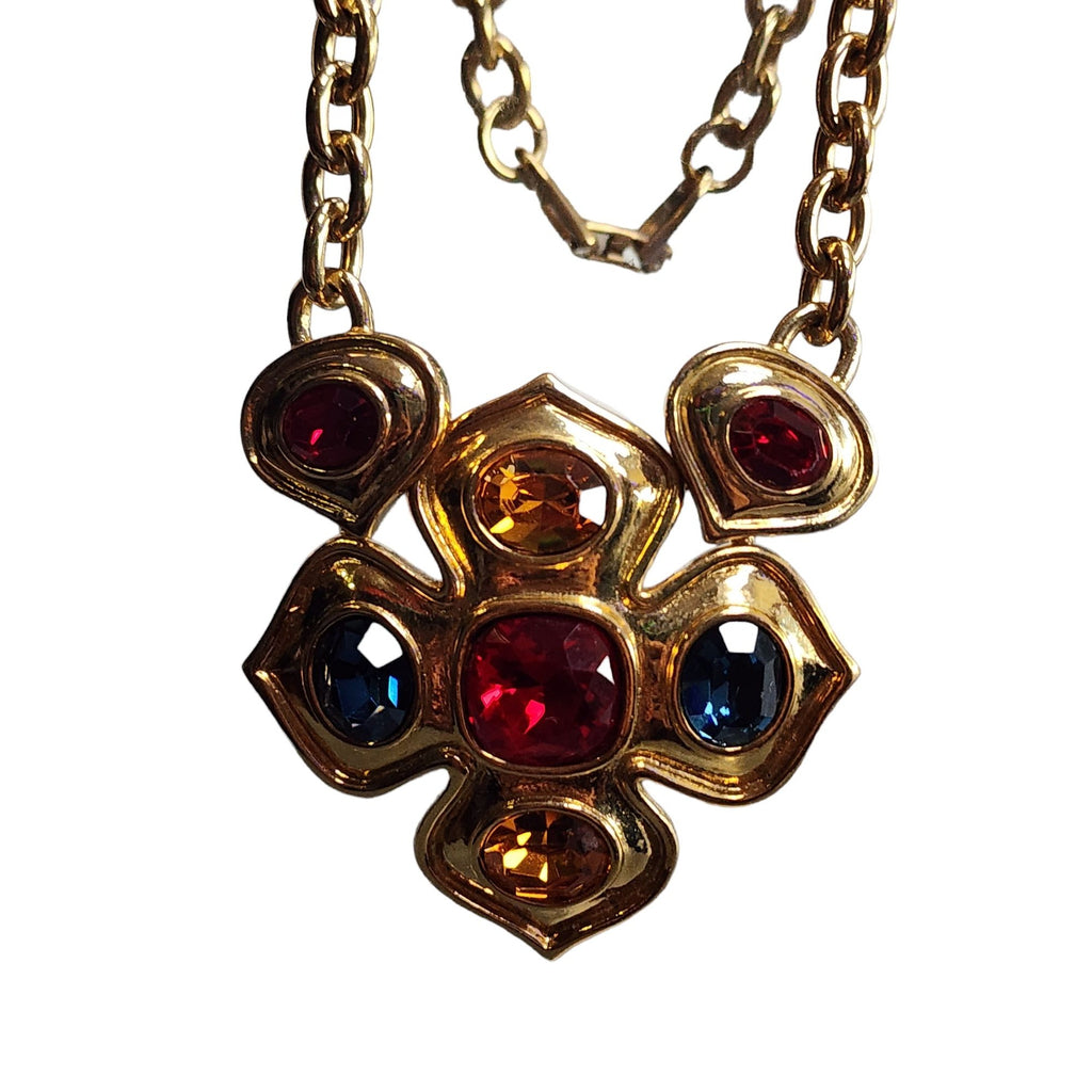 Vintage Signed Napier Jeweled Pendant Necklace (A3818)