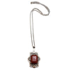 Vintage The NMFG Signed Carnelian Glass Rhodium Plated Pendant Necklace (A4420)