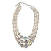 Vintage Triple Strand AB Crystal Necklace With Pinkish Tone (A3900)