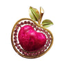 Vintage Marbleized Enamel On Metal Apple Brooch (A2317)