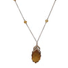 Vintage Signed Czech Art Deco Faceted Glass & Paste Pendant Necklace (A3914)