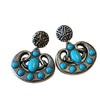 Vintage 80s Faux Metal & Faux Turquoise Snake Dangle Clip Earrings (A2222)