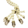 Vintage Milk Glass Wired Crystal Tassel Necklace (A557)