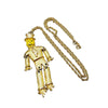 Super Cute Vintage Enameled Face Articulating Scarecrow Pendant Necklace (A1470)