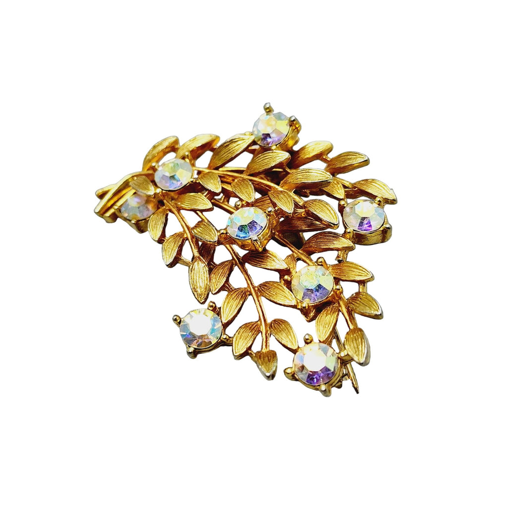 Vintage Signed Prestige Rhinestone Flower Brooch (A1472)