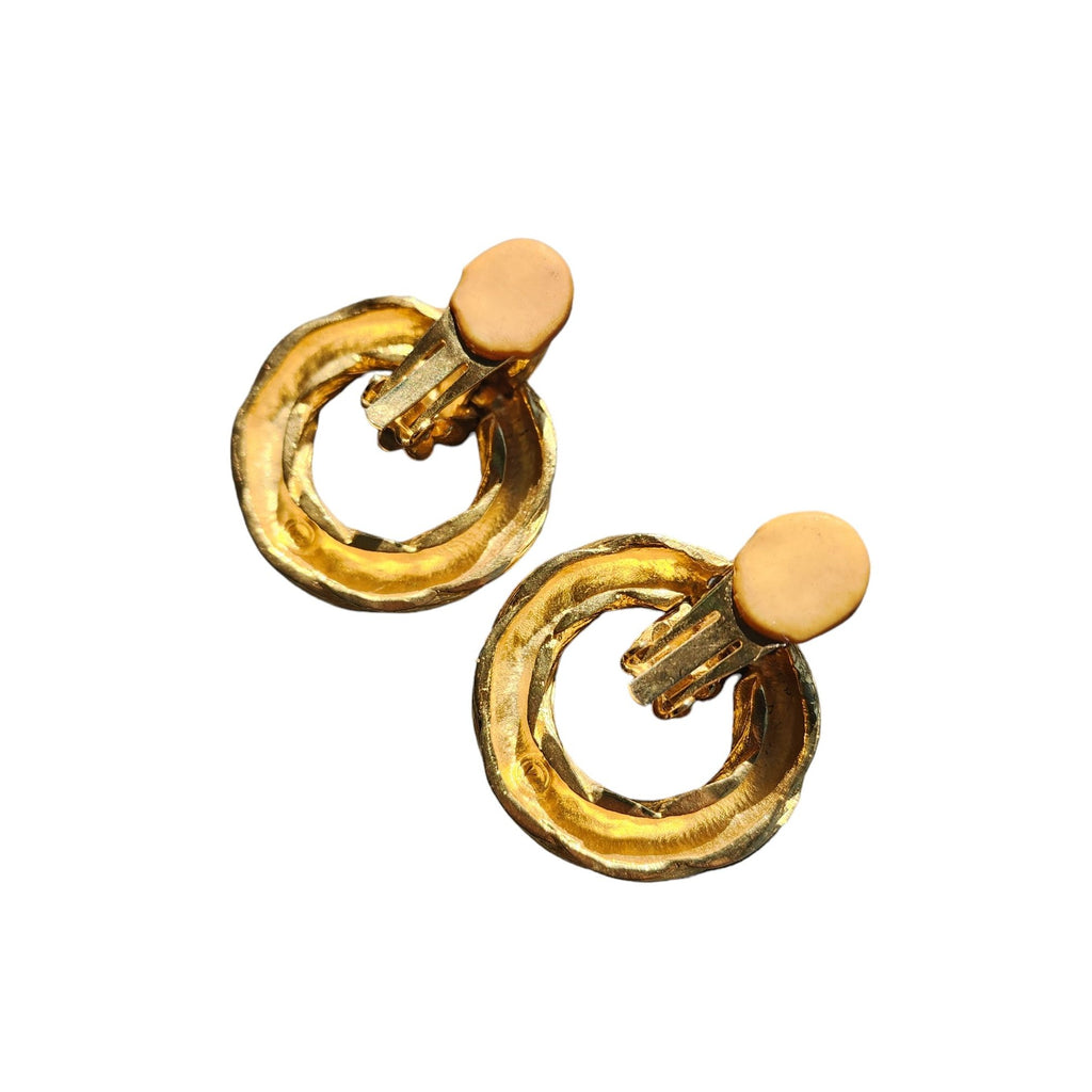Vintage Designer Quality Twisted Hoop Clip Earrings (A4091)