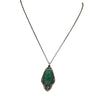 Antique Mottled Green Glass Art Deco & Paste Pendant Necklace (A3884)