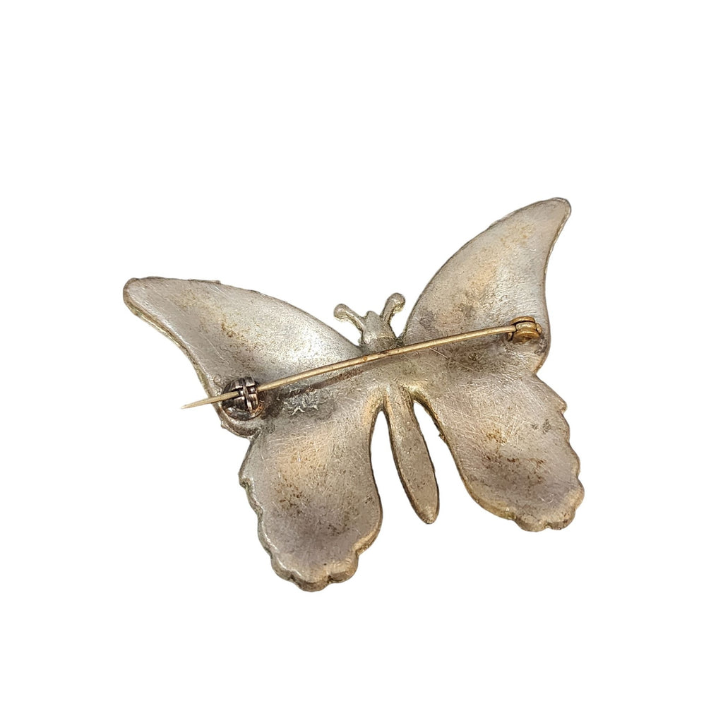 Antique Pot Metal & Paste Butterfly Brooch (A4037)