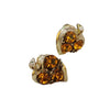 Vintage Rhinestone Leaf Screw Back Clip Earrings (A3687)