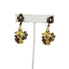 Vintage Geisha Enameled & Rhinestone Screw Back Earrings (A1044)