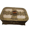 Vintage Czech Faceted Glass And Filigree Footed Casket (A6371)