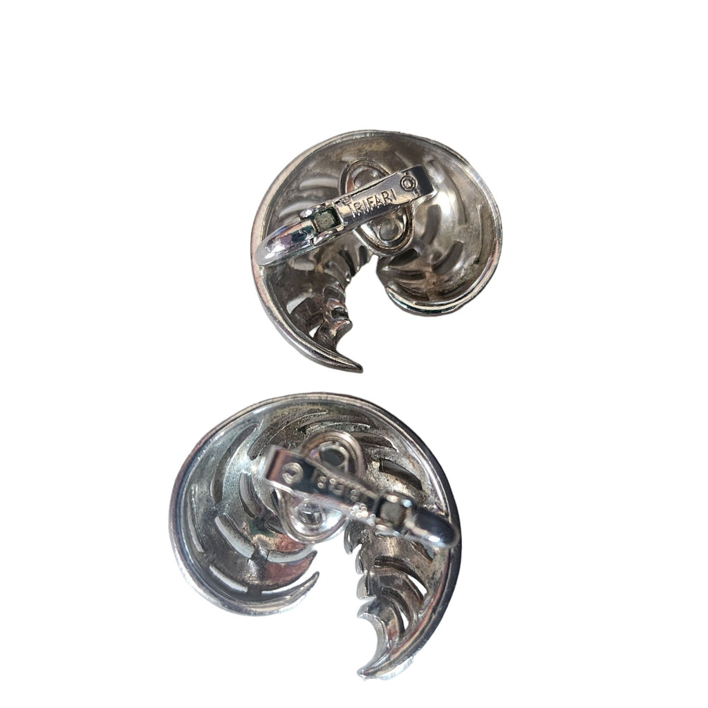 Vintage Signed Trifari Swirl Earrings (A4106)