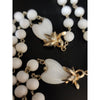 Vintage Signed Barclay Milk Glass Beaded & Molded Glass Necklace & Bracelet Set