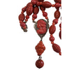 Vintage Czech Molded Glass Unusual Red Cameo Pendant Necklace (A3842)