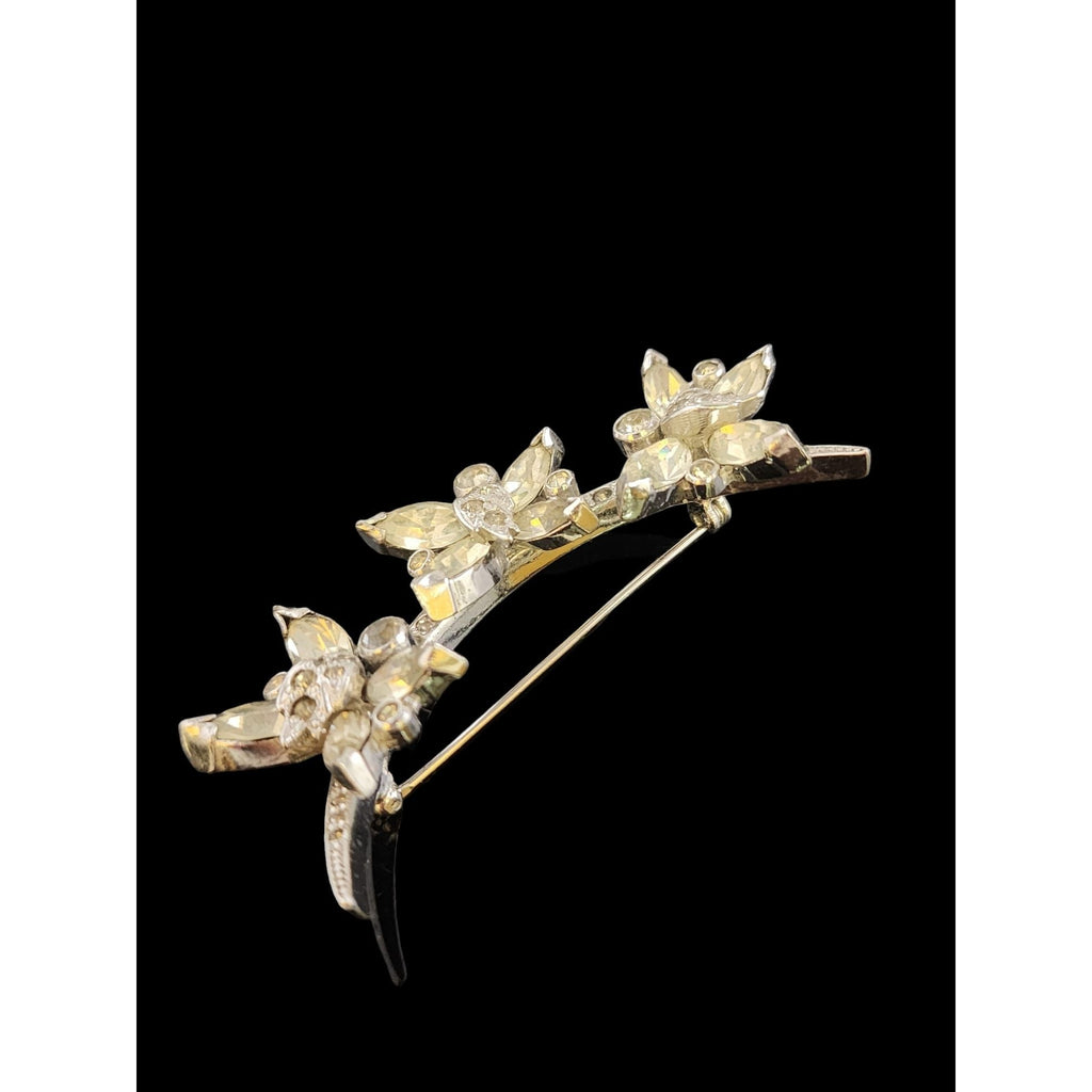 Vintage Signed Eisenberg Rhinestone Flower Brooch (A5699)