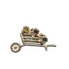 Antique Enameled Rhinestone and Pot Metal Wheel Barrel Brooch (A4871)