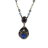 Vintage Enamel & Faceted Glass Pendant Necklace (A3854)