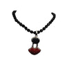 Vintage Sterling Silver Crystal Onyx & Cinnabar Necklace (A5055)